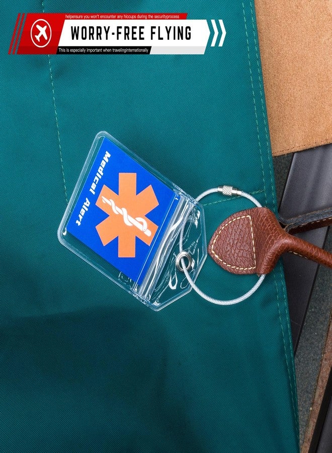 DISONCARE بطاقات تعريف الأمتعة للمعدات الطبية من ديسونكير، مناسبة لرحلات السفن السياحية، تحتوي على الأنسولين ومستلزمات مرضى السكري، مع بطاقات تنبيه طبية قابلة للاستبدال، وبطاقة داخلية، وهدايا لمرضى السكري، مزودة برمز الاستجابة السريعة لحفظ الملف الطبي عبر الإنترنت - عبوة من 6 قطع (صغيرة) - Image 2